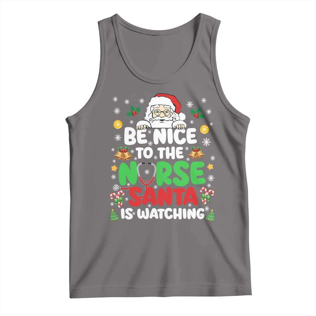 Christmas Nurse Tank Top Be Nice To The Nurse Santa Is Watching TS14 Deep Heather Print Your Wear