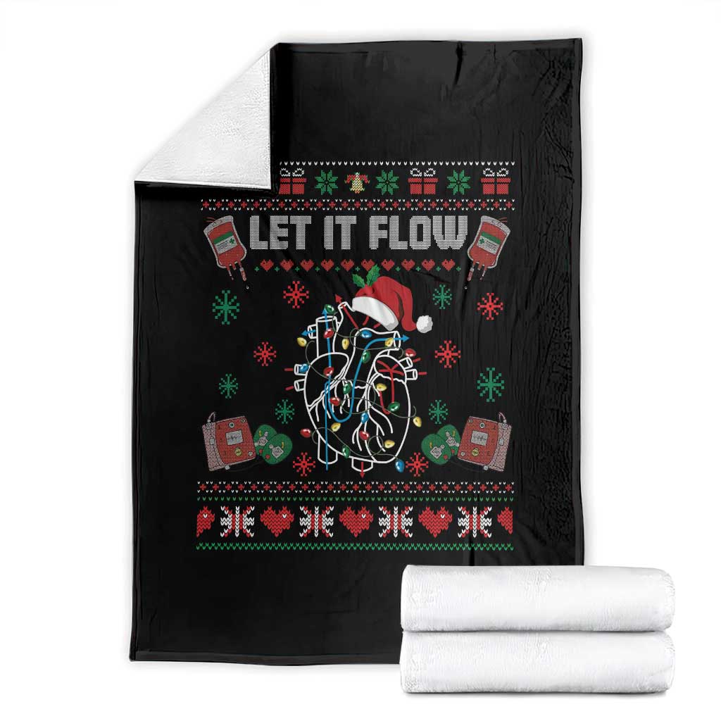 Let It Flow Christmas Throw Blanket Anatomy Heart Cardiac Nurse Santa Xmas TS14 Black Print Your Wear