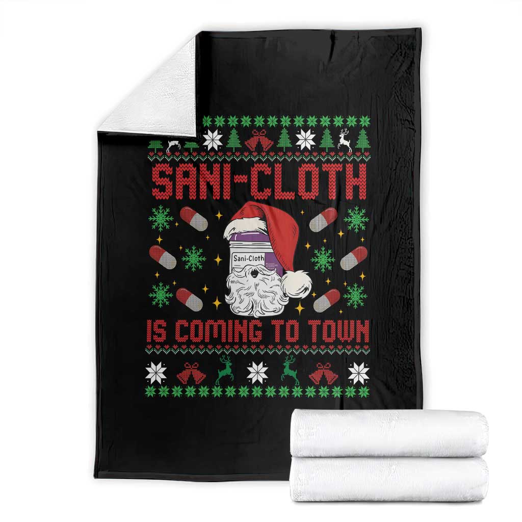 Sani-cloth Is Coming To Town Throw Blanket Funny Nurse Christmas TS14 Black Print Your Wear