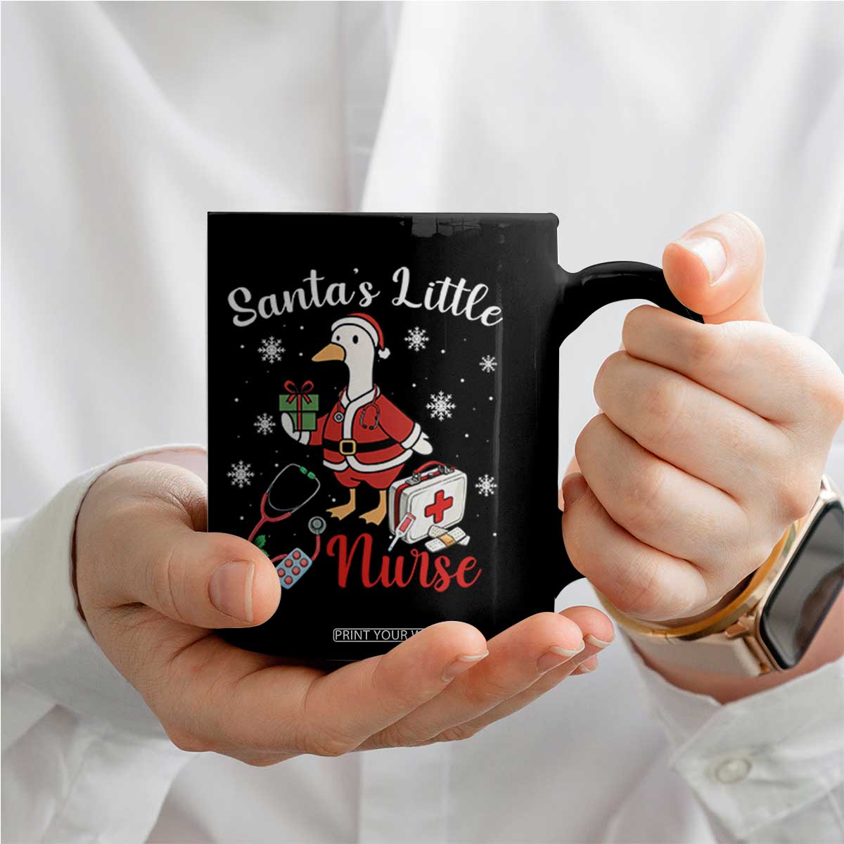 Christmas Goose Nurse Coffee Mug Santa Little Nurse TS14 Print Your Wear