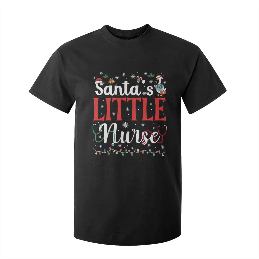 Funny Nurse Christmas T Shirt For Kid Santa Little Nurse TS14 Black Print Your Wear