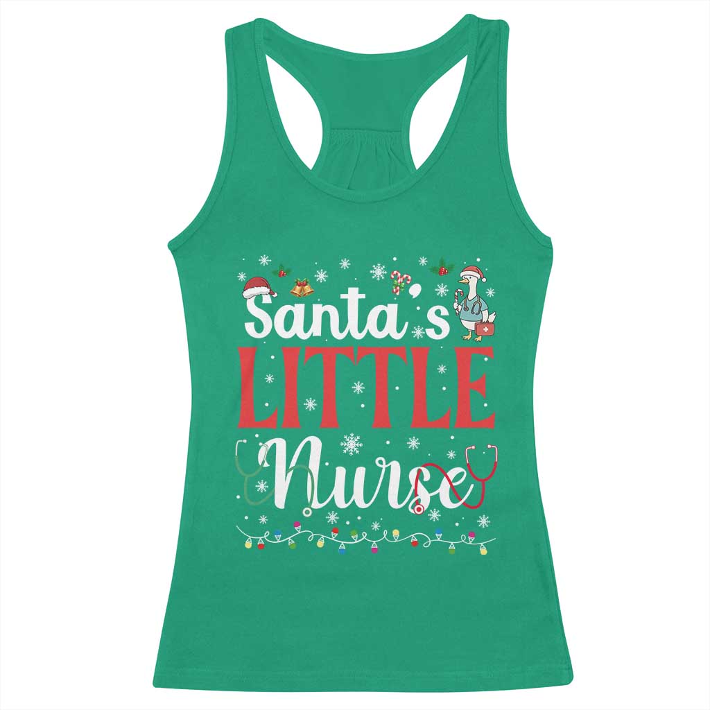 Funny Nurse Christmas Racerback Tank Top Santa Little Nurse TS14 Irish Green Print Your Wear