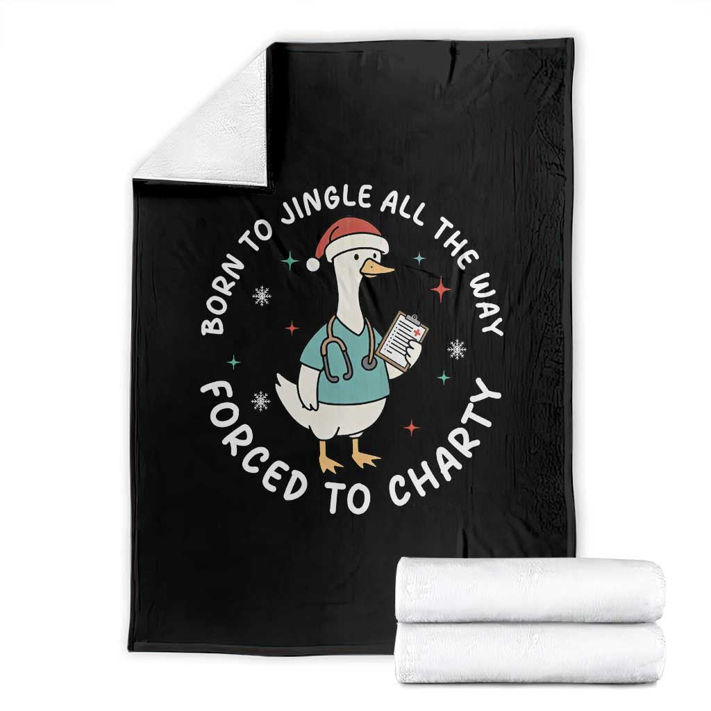Christmas Goose Nurse Throw Blanket Born To Jingle All The Way Forrced To Chart TS14 Black Print Your Wear