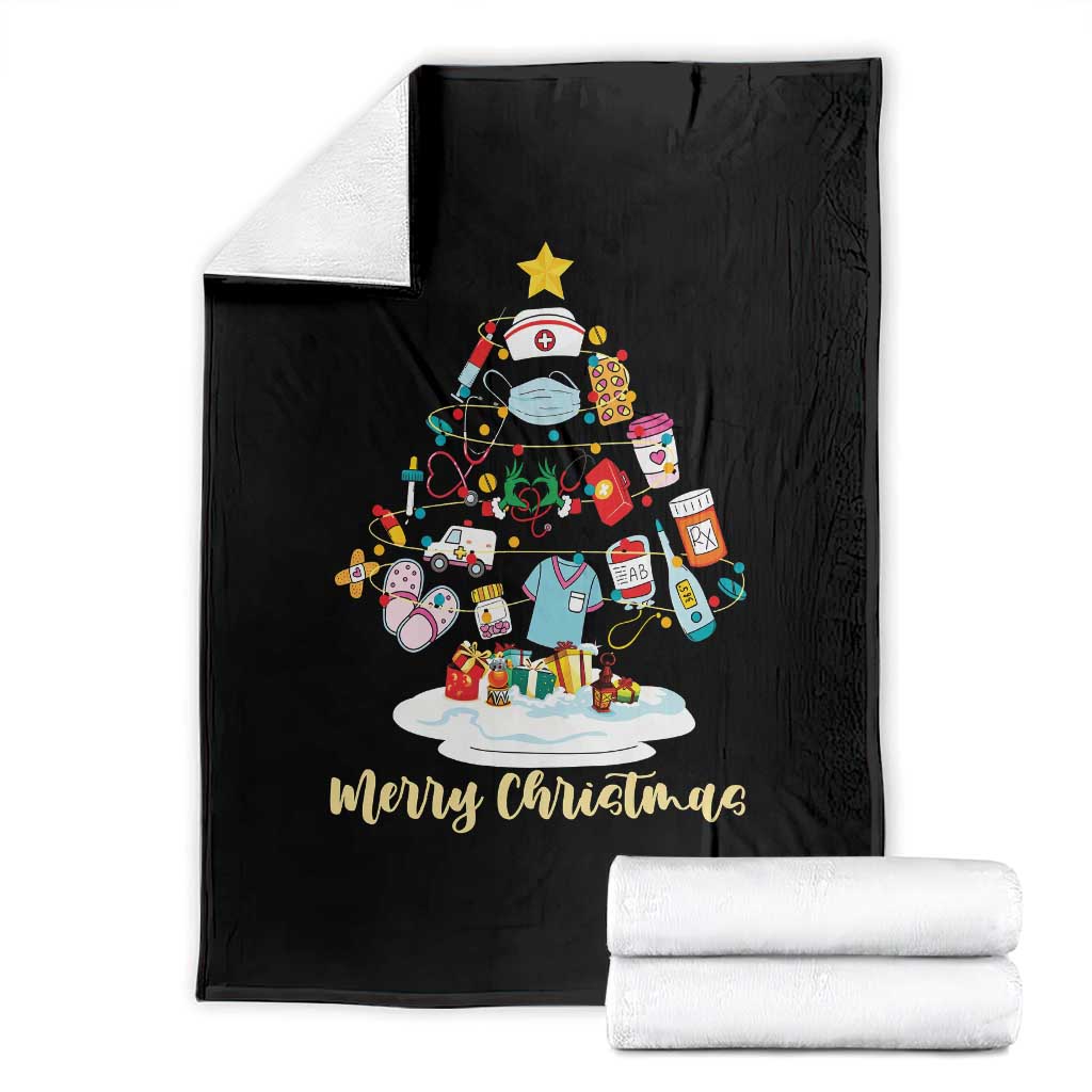 Christmas Nurse Tree Lights Throw Blanket TS14 Black Print Your Wear