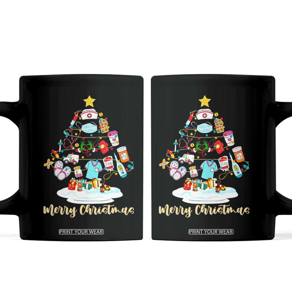 Christmas Nurse Tree Lights Coffee Mug TS14 Black Print Your Wear