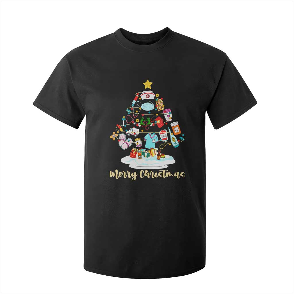 Christmas Nurse Tree Lights T Shirt For Kid TS14 Black Print Your Wear