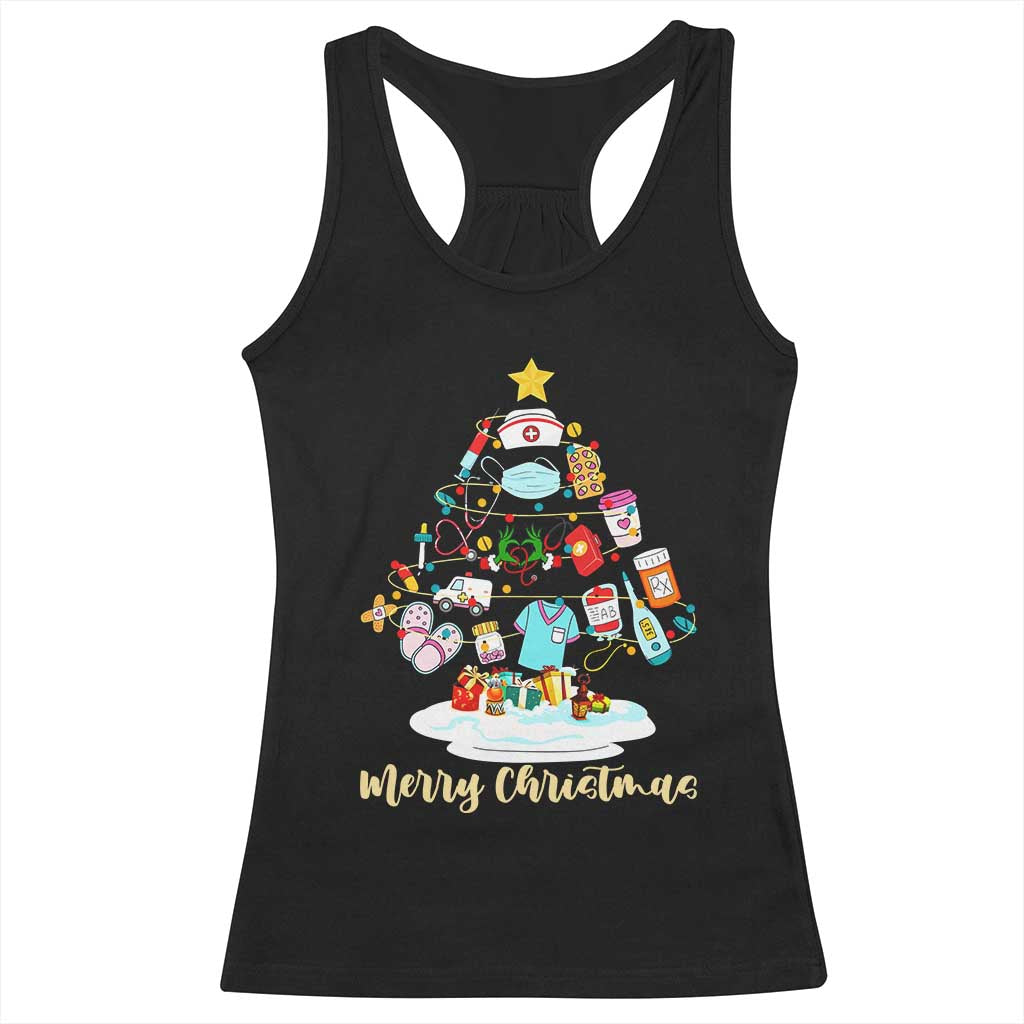 Christmas Nurse Tree Lights Racerback Tank Top TS14 Black Print Your Wear