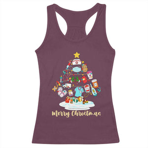 Christmas Nurse Tree Lights Racerback Tank Top TS14 Maroon Print Your Wear