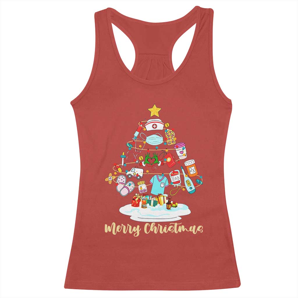 Christmas Nurse Tree Lights Racerback Tank Top TS14 Red Print Your Wear