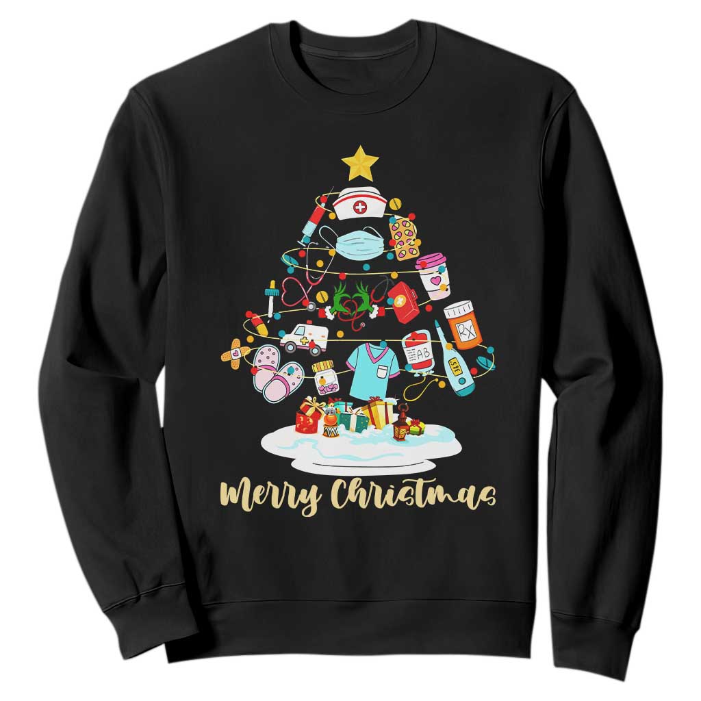 Christmas Nurse Tree Lights Sweatshirt TS14 Black Print Your Wear