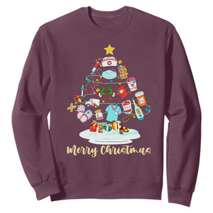 Christmas Nurse Tree Lights Sweatshirt TS14 Maroon Print Your Wear