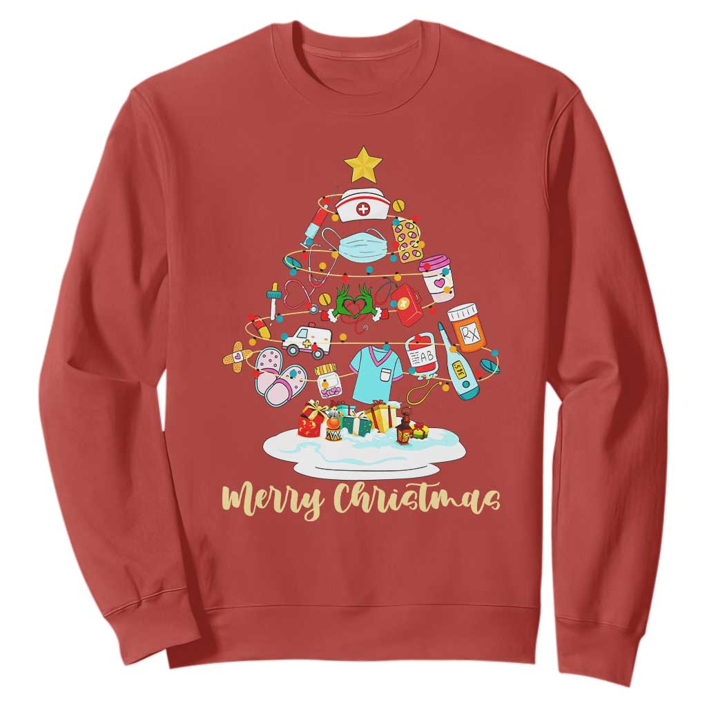 Christmas Nurse Tree Lights Sweatshirt TS14 Red Print Your Wear