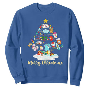 Christmas Nurse Tree Lights Sweatshirt TS14 Royal Blue Print Your Wear