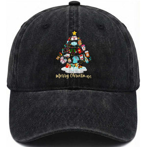 Christmas Nurse Tree Lights Washed Cotton Baseball Cap TS14 Washed Cap Universal Fit Black Print Your Wear