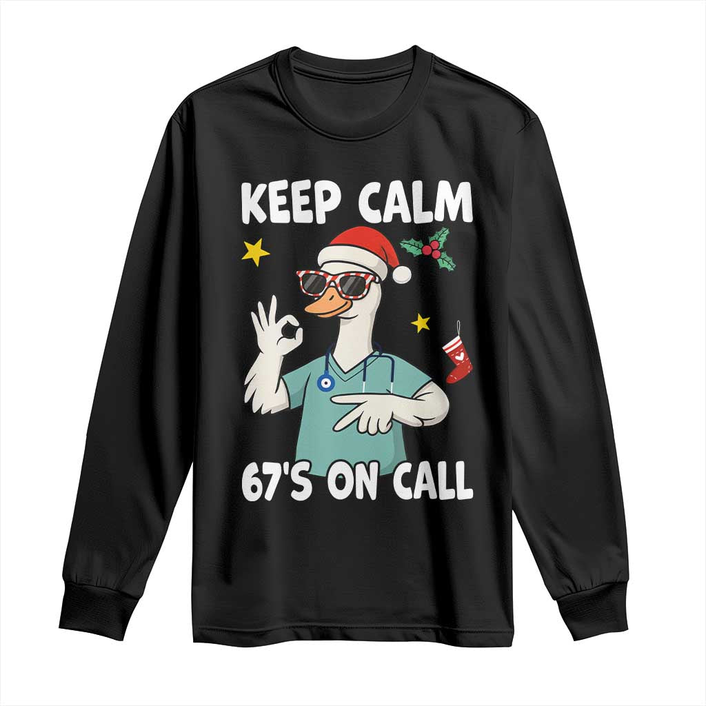 67 Six Seven Goose Nurse Christmas Meme Long Sleeve Shirt TS14 Black Print Your Wear