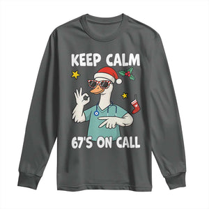 67 Six Seven Goose Nurse Christmas Meme Long Sleeve Shirt TS14 Dark Heather Print Your Wear