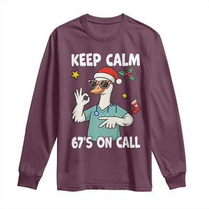 67 Six Seven Goose Nurse Christmas Meme Long Sleeve Shirt TS14 Maroon Print Your Wear