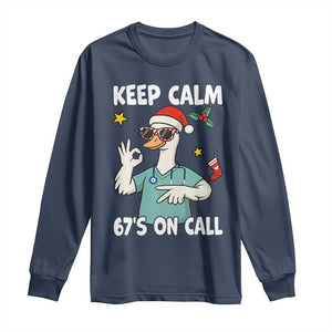 67 Six Seven Goose Nurse Christmas Meme Long Sleeve Shirt TS14 Navy Print Your Wear