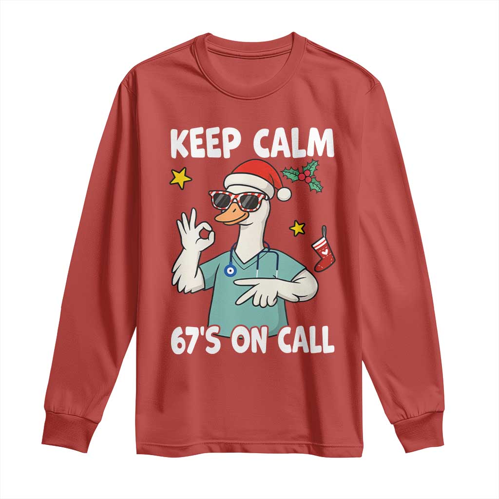67 Six Seven Goose Nurse Christmas Meme Long Sleeve Shirt TS14 Red Print Your Wear
