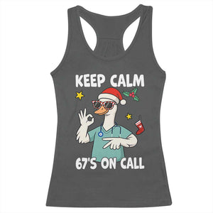 67 Six Seven Goose Nurse Christmas Meme Racerback Tank Top TS14 Dark Heather Print Your Wear