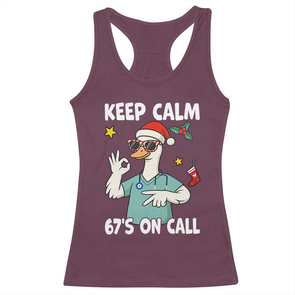 67 Six Seven Goose Nurse Christmas Meme Racerback Tank Top TS14 Maroon Print Your Wear
