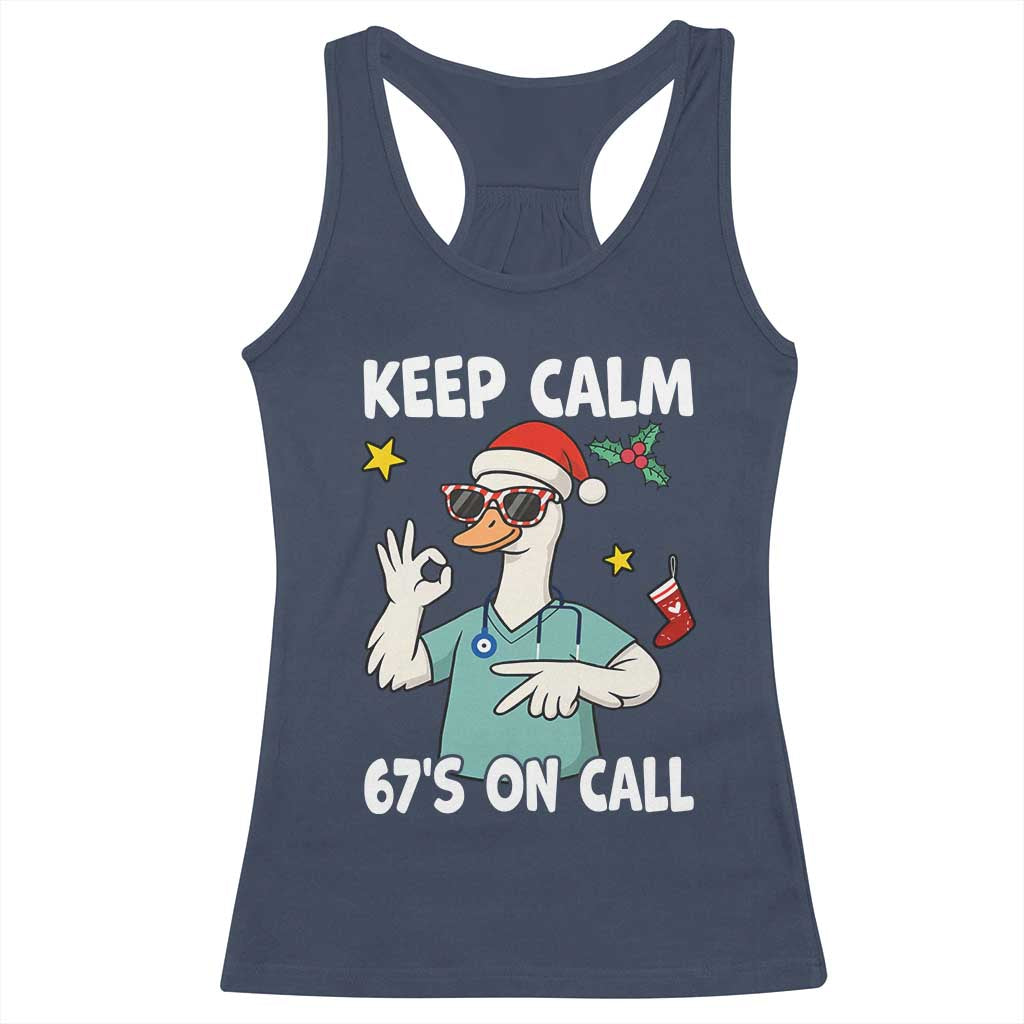 67 Six Seven Goose Nurse Christmas Meme Racerback Tank Top TS14 Navy Print Your Wear
