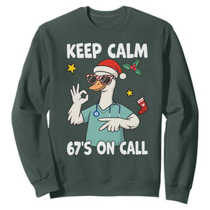 67 Six Seven Goose Nurse Christmas Meme Sweatshirt TS14 Dark Forest Green Print Your Wear