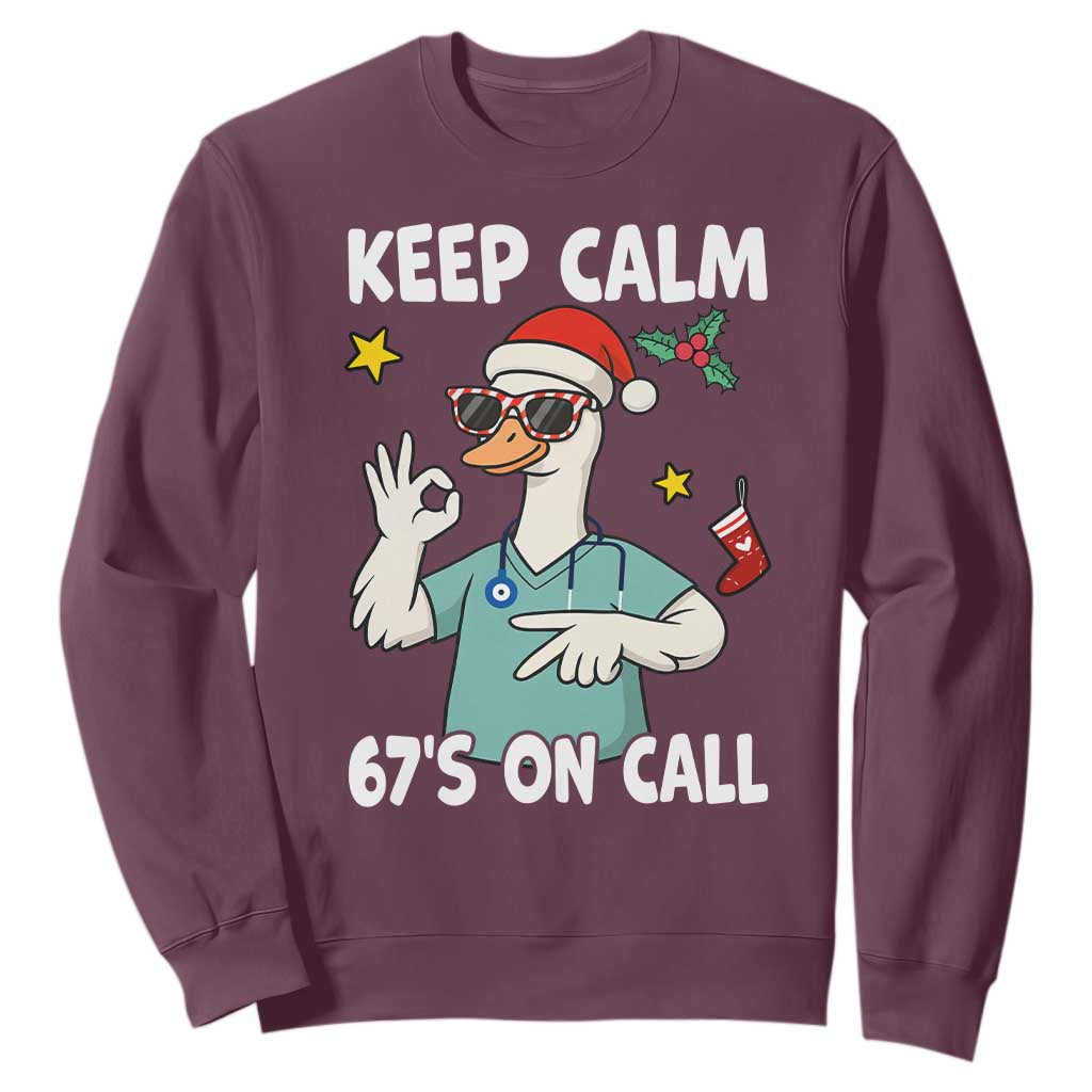67 Six Seven Goose Nurse Christmas Meme Sweatshirt TS14 Maroon Print Your Wear
