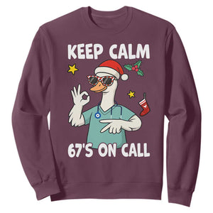 67 Six Seven Goose Nurse Christmas Meme Sweatshirt TS14 Maroon Print Your Wear