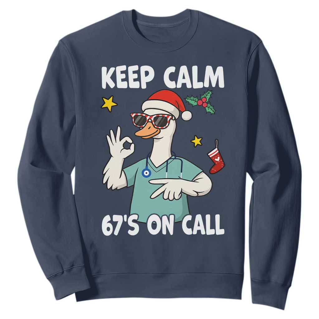 67 Six Seven Goose Nurse Christmas Meme Sweatshirt TS14 Navy Print Your Wear