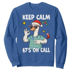 67 Six Seven Goose Nurse Christmas Meme Sweatshirt TS14 Royal Blue Print Your Wear