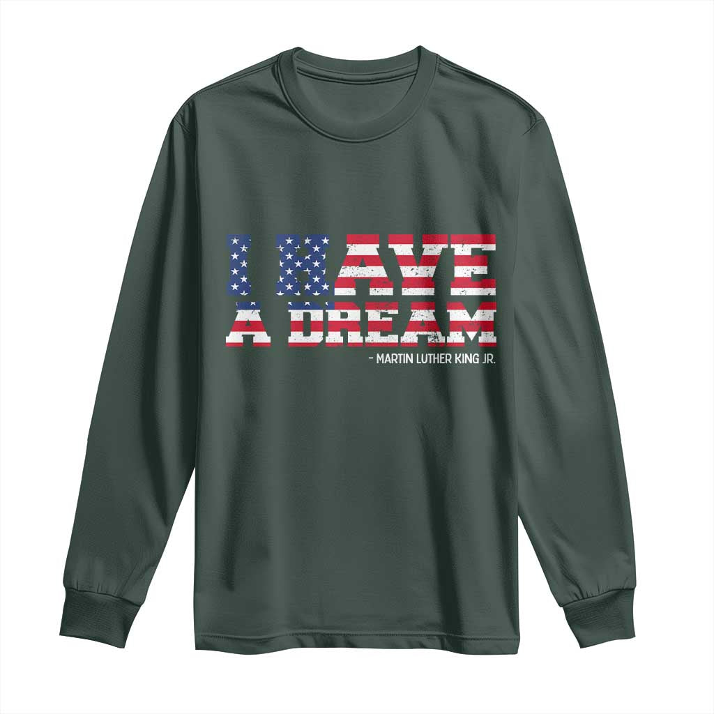 Martin Luther King Jr Long Sleeve Shirt Black History African American TS14 Dark Forest Green Print Your Wear