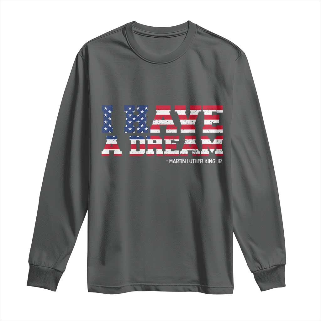 Martin Luther King Jr Long Sleeve Shirt Black History African American TS14 Dark Heather Print Your Wear