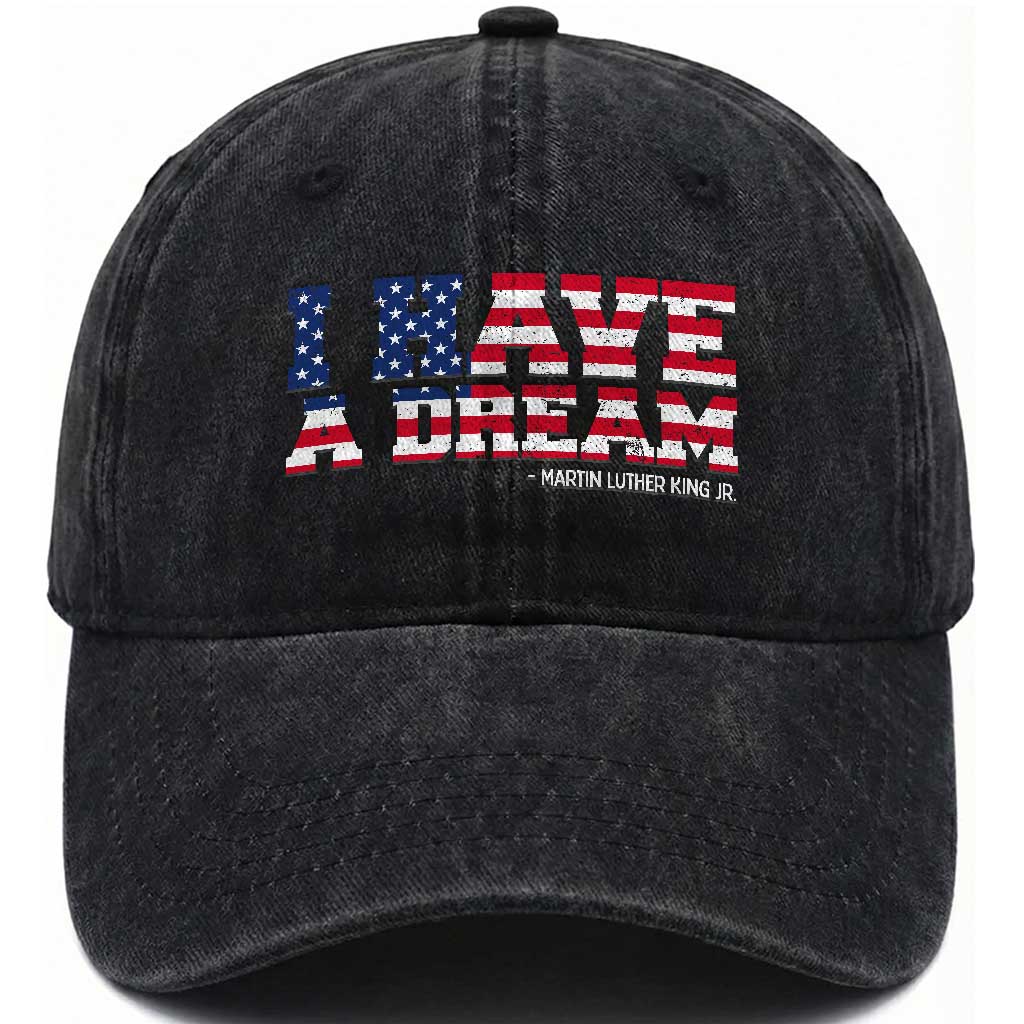 Martin Luther King Jr Washed Cotton Baseball Cap Black History African American TS14 Washed Cap Universal Fit Black Print Your Wear