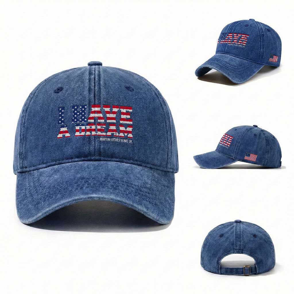 Martin Luther King Jr Washed Cotton Baseball Cap Black History African American TS14 Washed Cap Universal Fit Royal Blue Print Your Wear