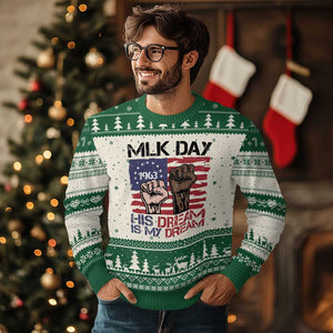 His Dream is My Dream Ugly Christmas Sweater Martin Luther King Jr MLK Day TS14 Beige Green Print Your Wear