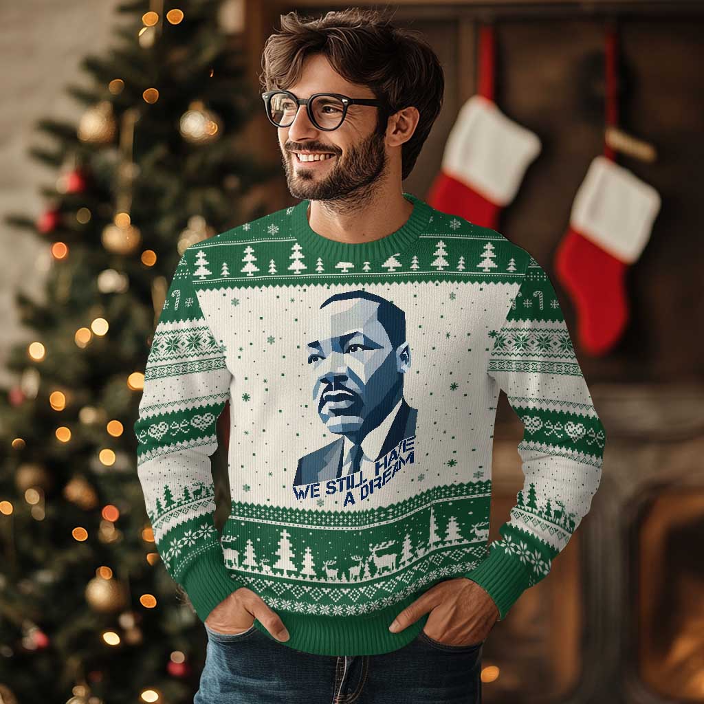 Martin Luther King Jr Ugly Christmas Sweater We Still Have A Dream TS14 Beige Green Print Your Wear