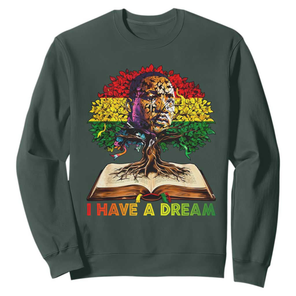 Martin Luther King Jr Sweatshirt Black History Month Melanin African TS14 Dark Forest Green Print Your Wear