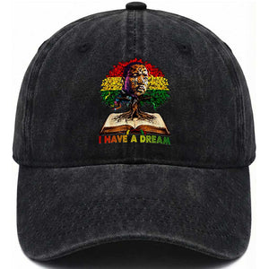 Martin Luther King Jr Washed Cotton Baseball Cap Black History Month Melanin African TS14 Washed Cap Universal Fit Black Print Your Wear