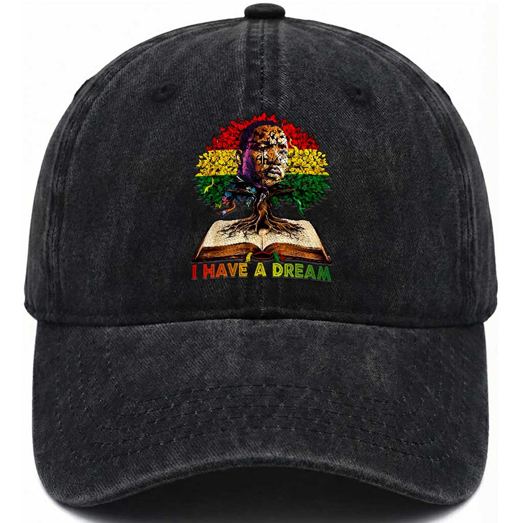 Martin Luther King Jr Washed Cotton Baseball Cap Black History Month Melanin African TS14 Washed Cap Universal Fit Black Print Your Wear