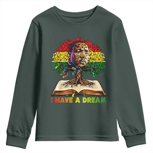 Martin Luther King Jr Youth Sweatshirt Black History Month Melanin African TS14 Dark Forest Green Print Your Wear