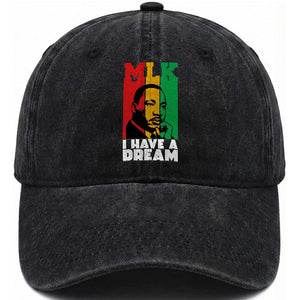 Martin Luther King Jr Washed Cotton Baseball Cap I Have Dream MLK Quote TS14 Washed Cap Universal Fit Black Print Your Wear