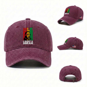 Martin Luther King Jr Washed Cotton Baseball Cap I Have Dream MLK Quote TS14 Washed Cap Universal Fit Burgundy Print Your Wear