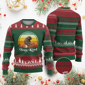 Punch Mokey Ugly Christmas Sweater Viral Trend Baby Monkey Stay Kind TS14 Red Green Print Your Wear