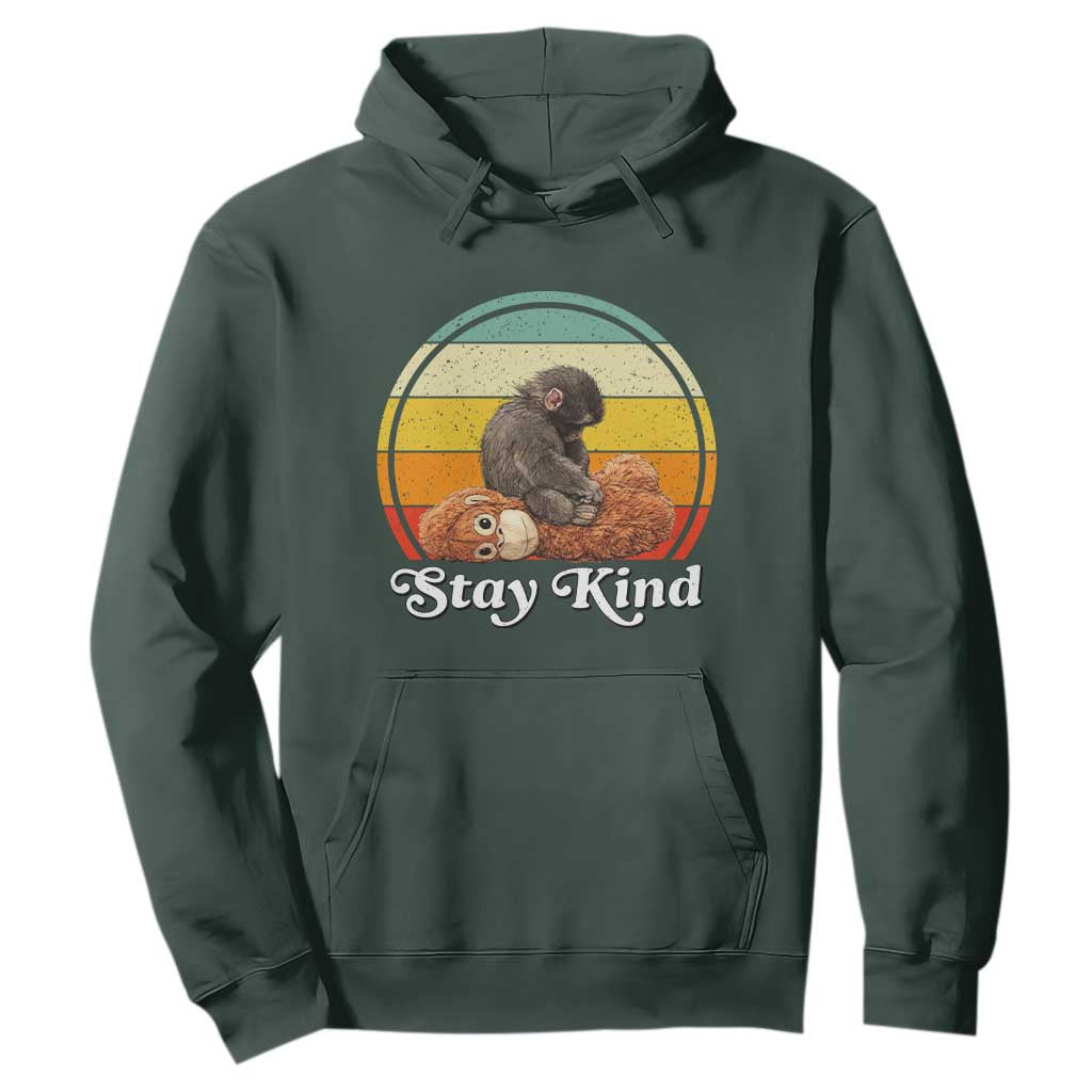 Punch Mokey Hoodie Viral Trend Baby Monkey Stay Kind TS14 Dark Forest Green Print Your Wear