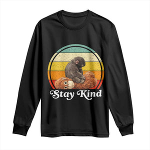 Punch Mokey Long Sleeve Shirt Viral Trend Baby Monkey Stay Kind TS14 Black Print Your Wear