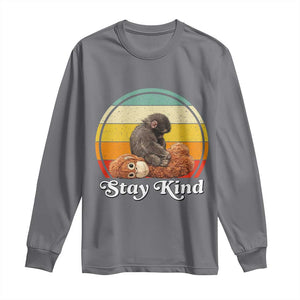 Punch Mokey Long Sleeve Shirt Viral Trend Baby Monkey Stay Kind TS14 Charcoal Print Your Wear