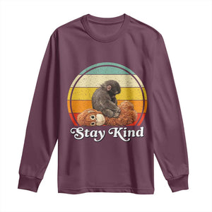 Punch Mokey Long Sleeve Shirt Viral Trend Baby Monkey Stay Kind TS14 Maroon Print Your Wear