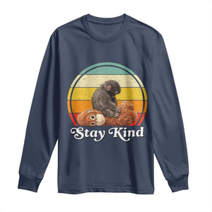Punch Mokey Long Sleeve Shirt Viral Trend Baby Monkey Stay Kind TS14 Navy Print Your Wear