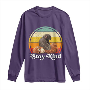 Punch Mokey Long Sleeve Shirt Viral Trend Baby Monkey Stay Kind TS14 Purple Print Your Wear
